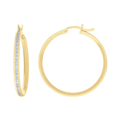 14Kt Yellow Gold Womens Single Row Cz Huggie Hoop 2Mm X 2Mm Earrings