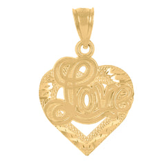 14Kt Yellow Gold Womens I Love You Heart Ht:23.5Mm Pendant Charm