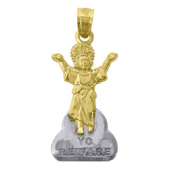 14Kt Gold Womens Two-Tone Jesus Yo Reinare Ht:26.5Mm Religious Pendant Charm