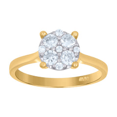 14Kt Two-Tone Gold Womens Cubic Zirconia Cluster Round Head Fancy Ring