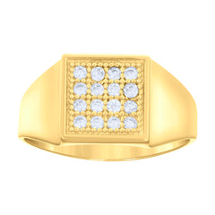 14Kt Two-Tone Gold Womens Cubic Zirconia Cluster Square Head Fancy Ring