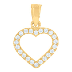 14Kt Yellow Gold Womens Cz Heart Ht:18Mm Pendant Charm