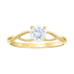 14Kt Yellow Gold Womens Cubic Zirconia Twisted Engagement Ring