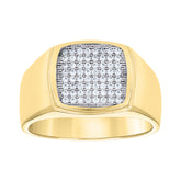 14Kt Gold Mens Two-Tone Cz Square Head Ring Band