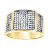 14kt Two-tone Gold Mens Cubic Zirconia Cluster Square Head Ring