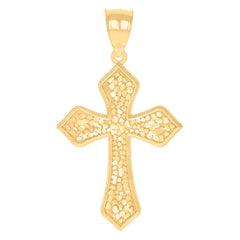 14Kt Yellow Gold Womens Diamond-Cut Cross Ht:53Mm Religious Pendant Charm