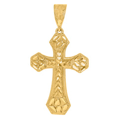 14Kt Yellow Gold Womens Nugget Cross Ht:56.9Mm Religious Pendant Charm