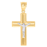 10kt Gold Two-Tone Diamond-Cut Unisex Jesus Religious Charm Pendant