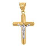 10kt Two-Tone Gold Mens Women Crucifix Cross Religious Charm Pendant