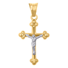 10kt Two-Tone Gold Unisex Crucifix Cross Religious Charm Pendant