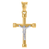 10kt Gold Two-Tone Mens Cross Crucifix Religious Charm Pendant