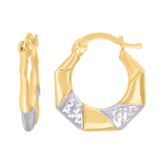 10kt Two-Tone Gold Womens Twisted Hoop Earrings