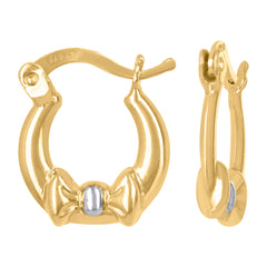 10kt Two-Tone Gold Womens Bow Hoop Earrings