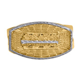 10kt Two-Tone Gold Mens Diamond-Cut Textured Initial Letter F Band Ring