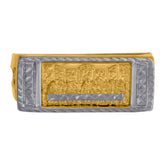 10kt Two-Tone Gold Mens Diamond-Cut Textured Initial Letter G Band Ring