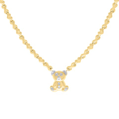 10kt Two-tone Gold Womens Diamond-Cut Stampato Teddy Bear Necklace Size 18 Inches