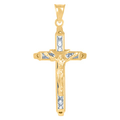 10kt Yellow Gold Mens Cross Crucifix Religious Charm Pendant