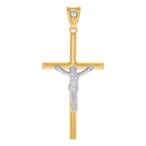 10kt Gold Two-Tone Mens Cross Crucifix Religious Charm Pendant
