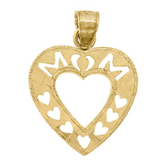 10kt Yellow Gold Womens Heart Mom Charm Pendant