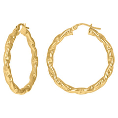 10kt Yellow Gold Womens Twisted Tube Diamond-cut Brushed 3mm X 25mm Hinged Hoops Huggies