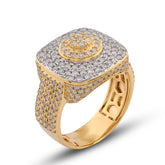 Square Shape Centre Round 2.14CTW Natural Diamond Halo 10k Gold Mens Pinky Ring 7.8g