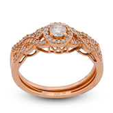 Round Solitaire Centre Infinity Style 0.75CTW Natural Diamond Women Ring w/ Band 10k Rose Gold 2.8gms