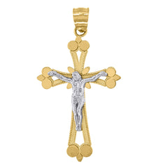 14Kt Gold Mens Two-Tone Cross Crucifix Religious Charm Pendant