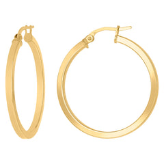 10kt Yellow Gold Womens Square Tube Flat 2mm X 20mm Hinged Hoops Huggies