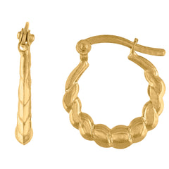 14Kt Gold Womens Polished Scalloped 16.9Mm Huggie Hoop Earrings