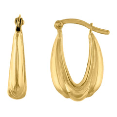 14Kt Gold Womens Polished Swirl 19.2Mm Huggie Hoop Earrings