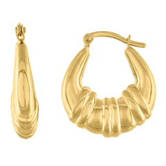 14Kt Gold Womens Polished Shrimp 22.6Mm X 19.6 Huggie Hoop Earrings