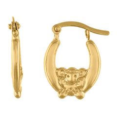 14Kt Gold Unisex Polished Monkey 17.7Mm Huggie Hoop Earrings