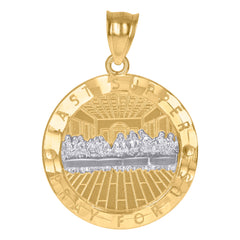 10kt Two-Tone Gold Mens Last Supper Pray For Us Religious Charm Pendant