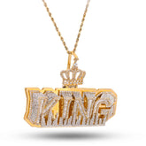 Mens KING 8CTW Natural Diamond 10k Gold Charm w/ Crown Bail Pendant 30gms