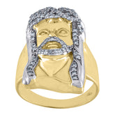 10kt Two-Tone Gold Mens Diamond-Cut Textured Initial Letter E Band Ring