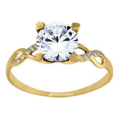 10Kt Two-Tone Gold Womens Cubic Zirconia Diamond-Cut Polished Finish Engagement Ring