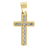 14kt Yellow Gold Unisex Cubic-Zirconia Cross Religious Charm Pendant