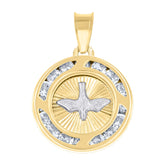14Kt Yellow Gold Unisex Cz Dove Peace Symbol Charm Pendant