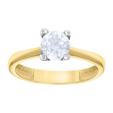 14Kt Two-Tone Womens Cubic Zirconia Polished Engagement Promise Ring Band