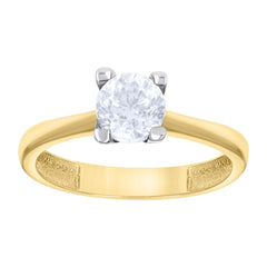 14Kt Two-Tone Womens Cubic Zirconia Polished Engagement Promise Ring Band