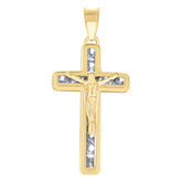 14Kt Yellow Gold Unisex Cz Crucifix Cross Religious Charm Pendant