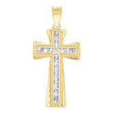 14Kt Yellow Gold Unisex Cz Cross Religious Charm Pendant