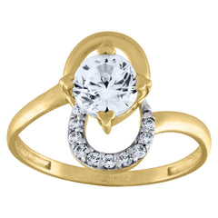 14Kt Two-Tone Gold Womens Cubic Zirconia Twisted Engagement Ring