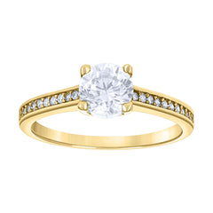 14Kt Yellow Gold Womens Cubic Zirconia Polished Finish Engagement Ring