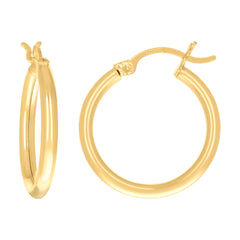 14Kt Yellow Gold Womens Plain Round Tube Hoop Earrings 2mm-15