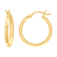 14Kt Yellow Gold Womens Plain Round Tube Hoop Earrings 2mm-18