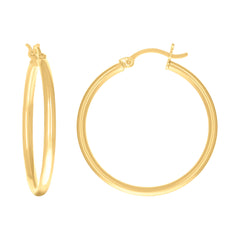 14Kt Yellow Gold Womens Plain Round Tube Hoop Earrings 2mm-28