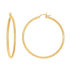 14Kt Yellow Gold Womens Diamond-cut Round Tube Hoop Earrings 2mm-45