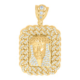 10kt Yellow Gold Diamond-Cut Mens Lady Liberty Octagon Medallion Charm Pendant