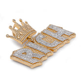 10k Yellow Gold RICH Crown Pendant 5CTW Natural Diamond Mens Charm 14.7g